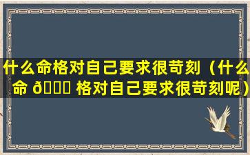 什么命格对自己要求很苛刻（什么命 🐟 格对自己要求很苛刻呢）